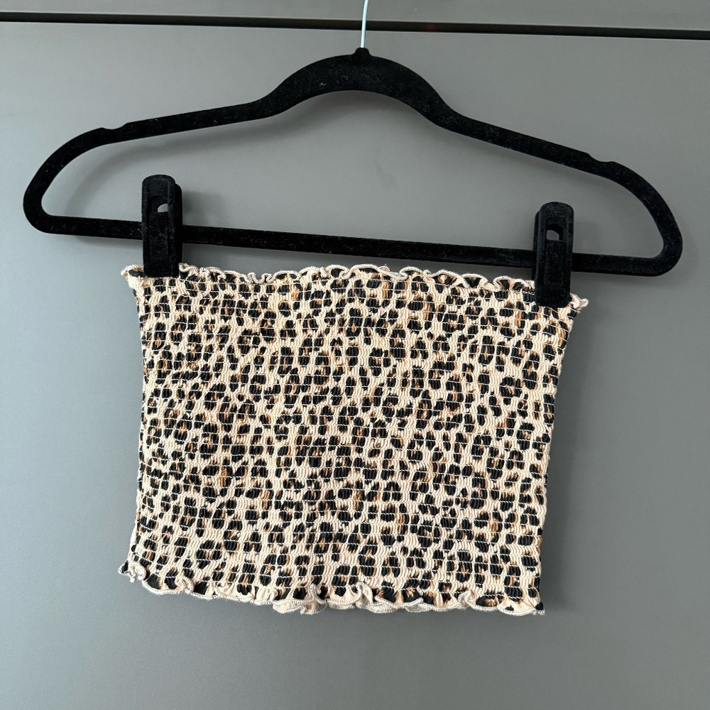 Cheetah Print Smocked Tube Top | Stretchy Strapless Y2K Top
